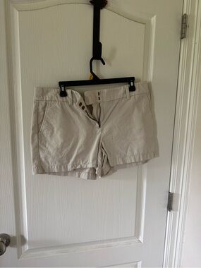 LOFT Light Beige Cotton Bermuda Shorts